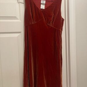 Elegant Velvet Sleeveless Dress - Red